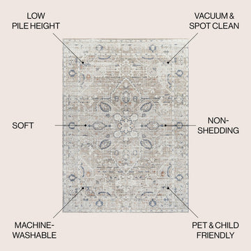 Shaii Global Medallion Low-Pile Machine-Washable Area Rug